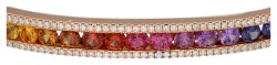18K Roségouden regenboog bangle armband bezet met ca. 3.40 ct. saffier en ca. 0.63 ct. diamant