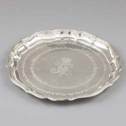 Schotel ''Tsaar Nicolaas II Romanov van Rusland (1868-1918)'', Wilkens & Söhne, Bremen-Hemelingen ca. 1910-1915, zilver.