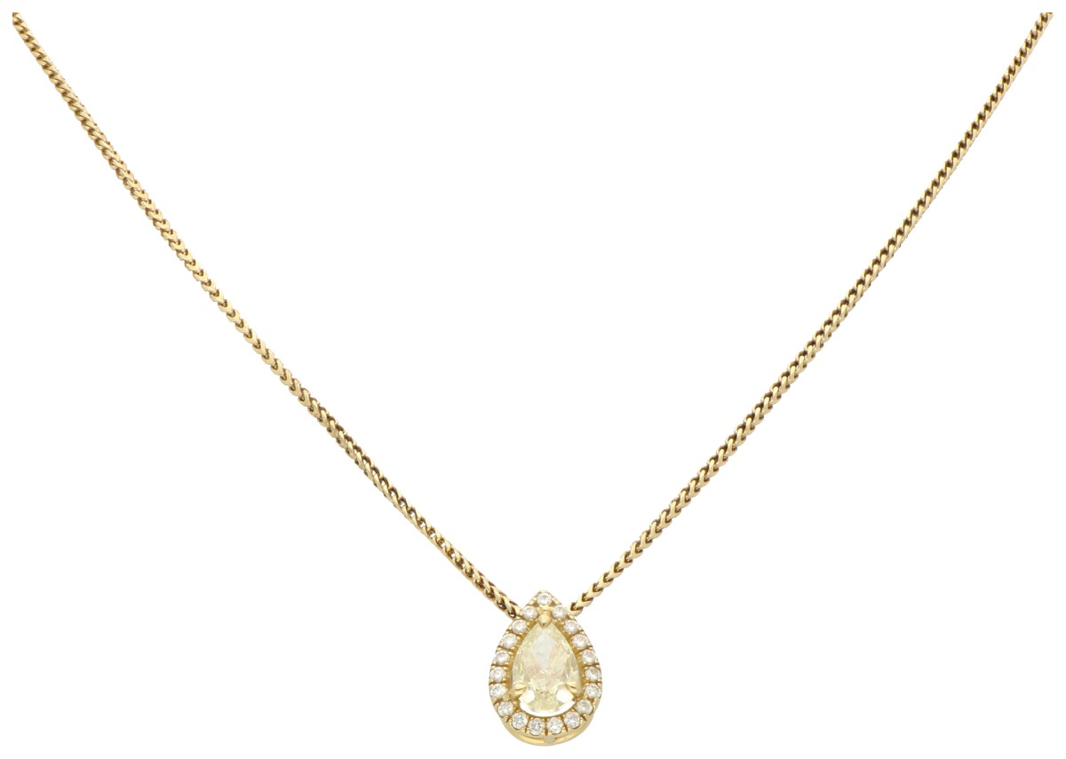 18K geelgouden collier bezet met ca. 1.01 ct. diamant