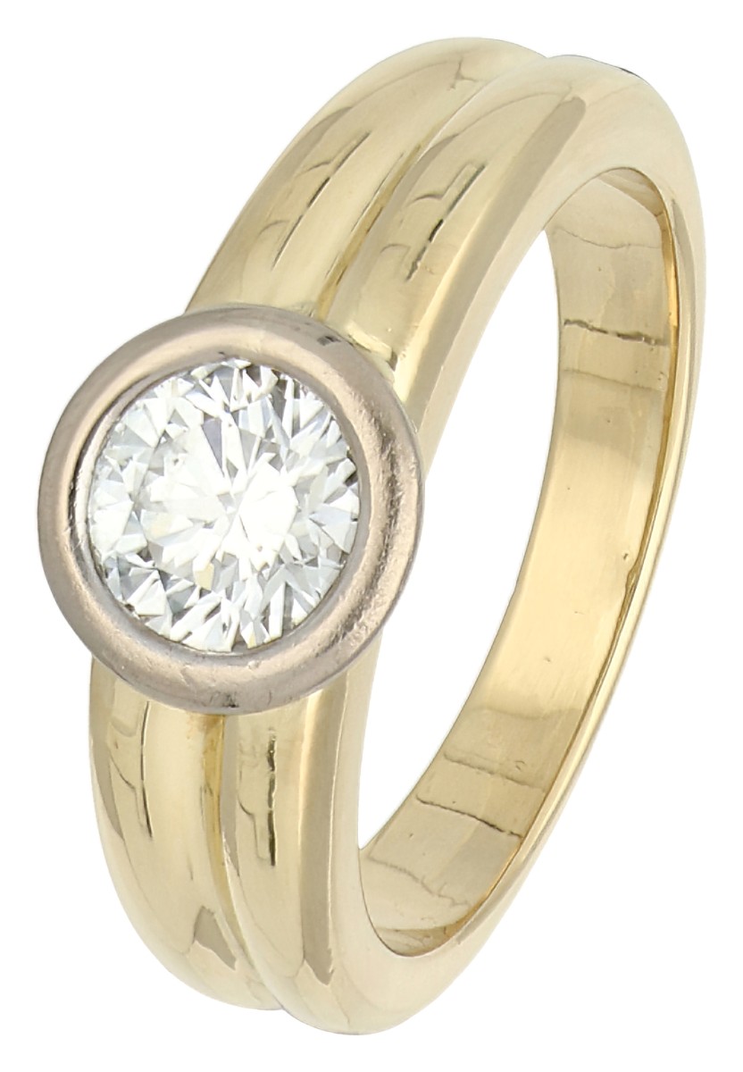 18k geelgouden solitair ring bezet met ca. 1.02 ct. diamant