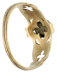 18K geelgouden ring met diamant en emaille