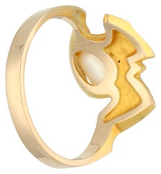 Lapponia 14K geelgouden ring cultivé barok parel.