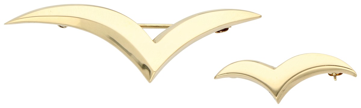 Tiffany & Co 14K en 18K geelgouden 'Seagull brooch set van 2'