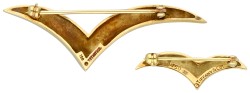 Tiffany & Co 14K en 18K geelgouden 'Seagull brooch set van 2'