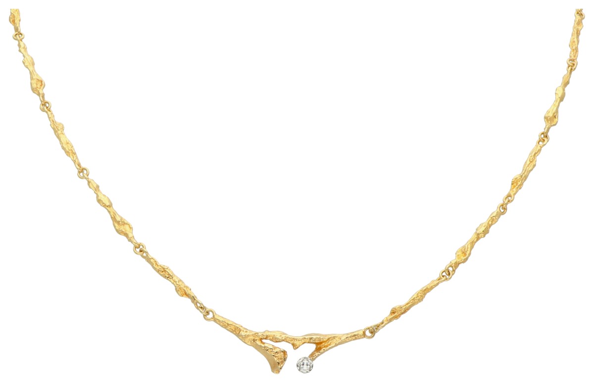 Lapponia 18K geelgouden collier 'Spring Dew' bezet met ca. 0.01 ct. diamant