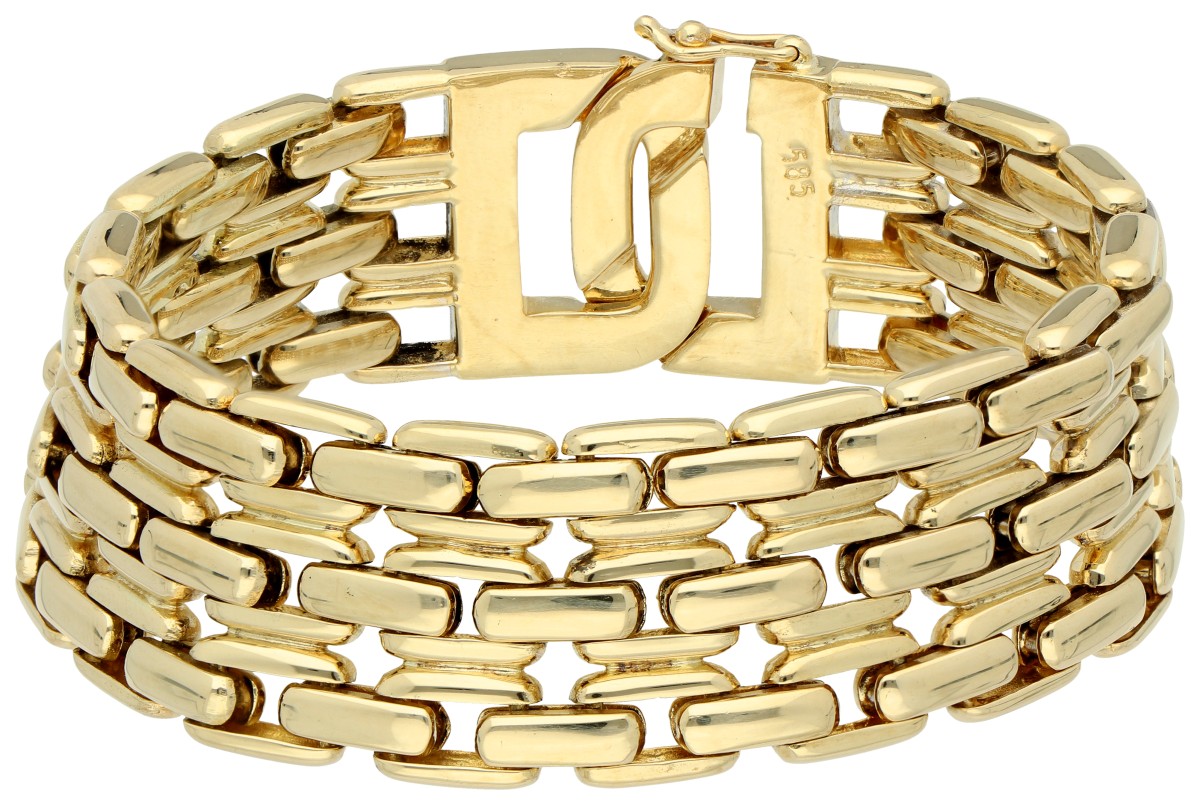 14K Geelgouden schakel armband met speciale sluiting