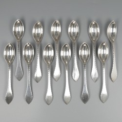 Art Deco theelepels (12), Frans Zwollo senior, Amsterdam 1921, zilver.