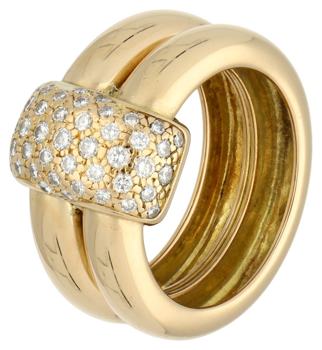 Chaumet 18K geelgouden 'Duo' ring bezet met ca. 0.35 ct. diamant