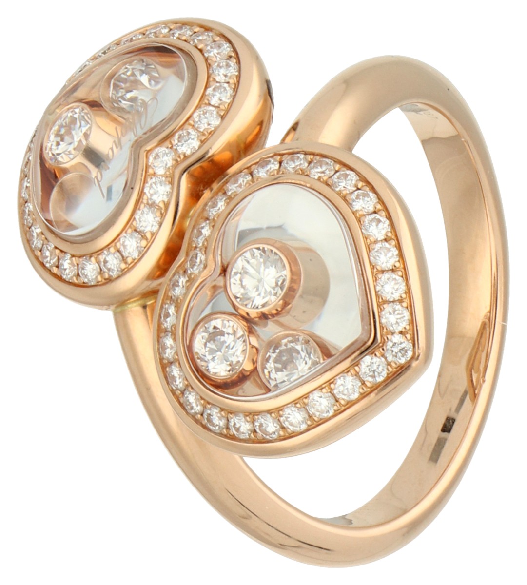 Chopard 18K roségouden 'Happy Diamonds' ring bezet met ca. 0.57 ct. diamant