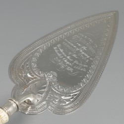 Victoriaanse troffel / truweel, Thomas White, Birmingham 1874, zilver.