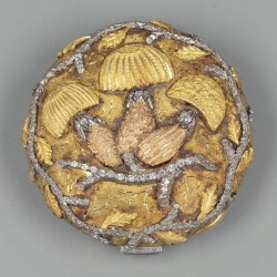 Compact / poederdoos met diamanten, Paolo Cazzaniga, Rome ca. 1950, goud.