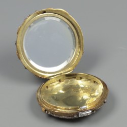 Compact / poederdoos met diamanten, Paolo Cazzaniga, Rome ca. 1950, goud.