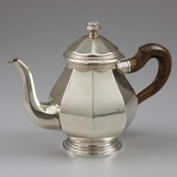 Art Deco koffie- en theeservies (5), België ca. 1930, zilver.