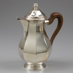 Art Deco koffie- en theeservies (5), België ca. 1930, zilver.