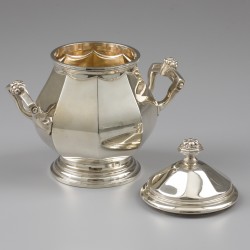 Art Deco koffie- en theeservies (5), België ca. 1930, zilver.