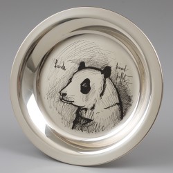 Bord "Panda", Bernard Buffet voor Franklin Mint, München ca. 1974, zilver.