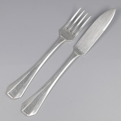Art Deco visbestek (12), Delheid Frères model nr. 39, Brussel ca. 1940, zilver.
