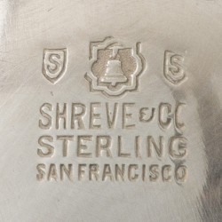 Art Nouveau ijscoupes (6), Shreve & Co. Sterling, San Francisco ca. 1910, zilver.