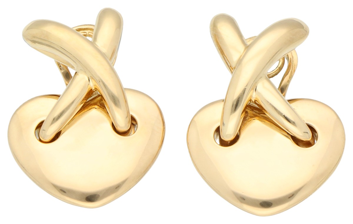 Chaumet 18K geelgouden hartvormige oorbellen crossover design