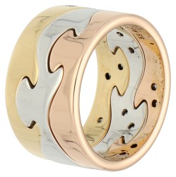 Georg Jensen 18K tricolor gouden 'Fusion' ring bezet met ca. 0.34 ct. diamant