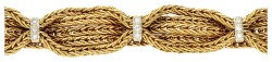 18K bicolor gouden armband bezet met ca. 0.18 ct. diamant