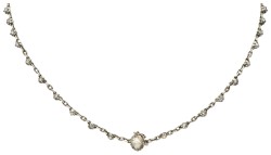 14K gouden en zilveren collier met  diamant