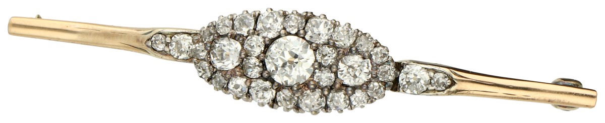 14K geelgouden broche met diamanten