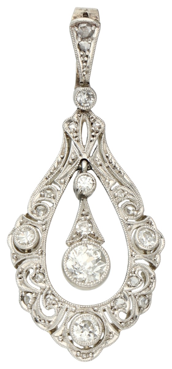 Witgouden hanger bezet met ca. 0.52 ct. diamant