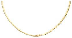 14K geelgouden collier bezet met diamant en saffier