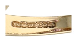 Franklin Mint 14K geelgouden ring bezet met ca. 1.08 ct. amethist en gecultiveerde parels