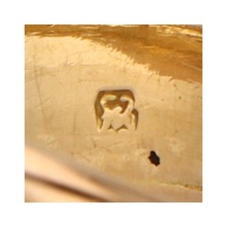 18K bicolor gouden ring bezet met diamant en saffier