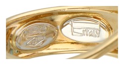 18K geelgouden ring bezet met ca. 0.30 ct. diamant, synthetisch kwarts, amethist en saffier. 