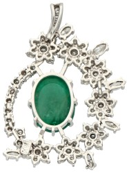 Platina hanger bezet met ca. 9.16 ct. smaragd en diamanten.