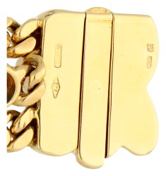 18K geelgouden drie rijige gourmet armband saffier en smaragd.