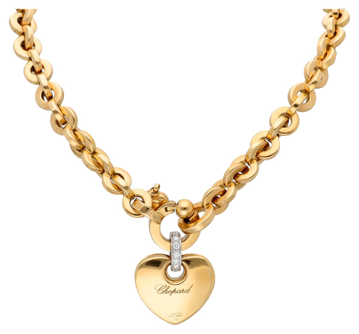 Chopard 18K geelgouden 'Les chaines' collier bezet met ca. 0.21 ct. diamant