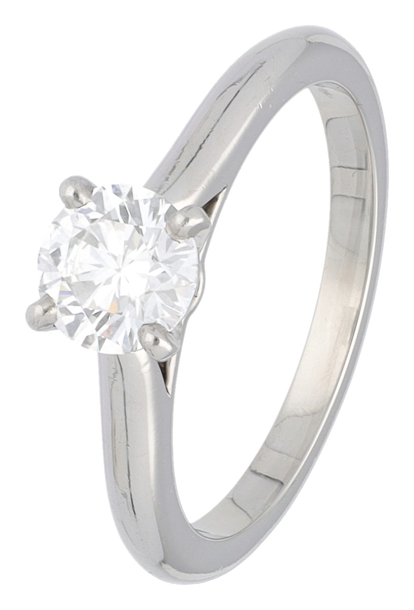 Cartier platina solitair ring met 1.21 ct. diamant