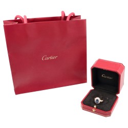 Cartier 18K geelgouden ring met natuurlijke onbehandelde Burmese saffier en met 0.85 ct. diamant, Inclusief ALGT certificaat