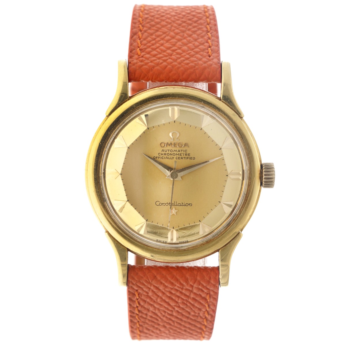 No Reserve - Omega Constellation 18K. 'Dogleg Gold Pie-Pan' 2782/2799 SC - ca. 1954.