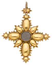 18K geelgouden herinnerings hanger met edelstenen en parels