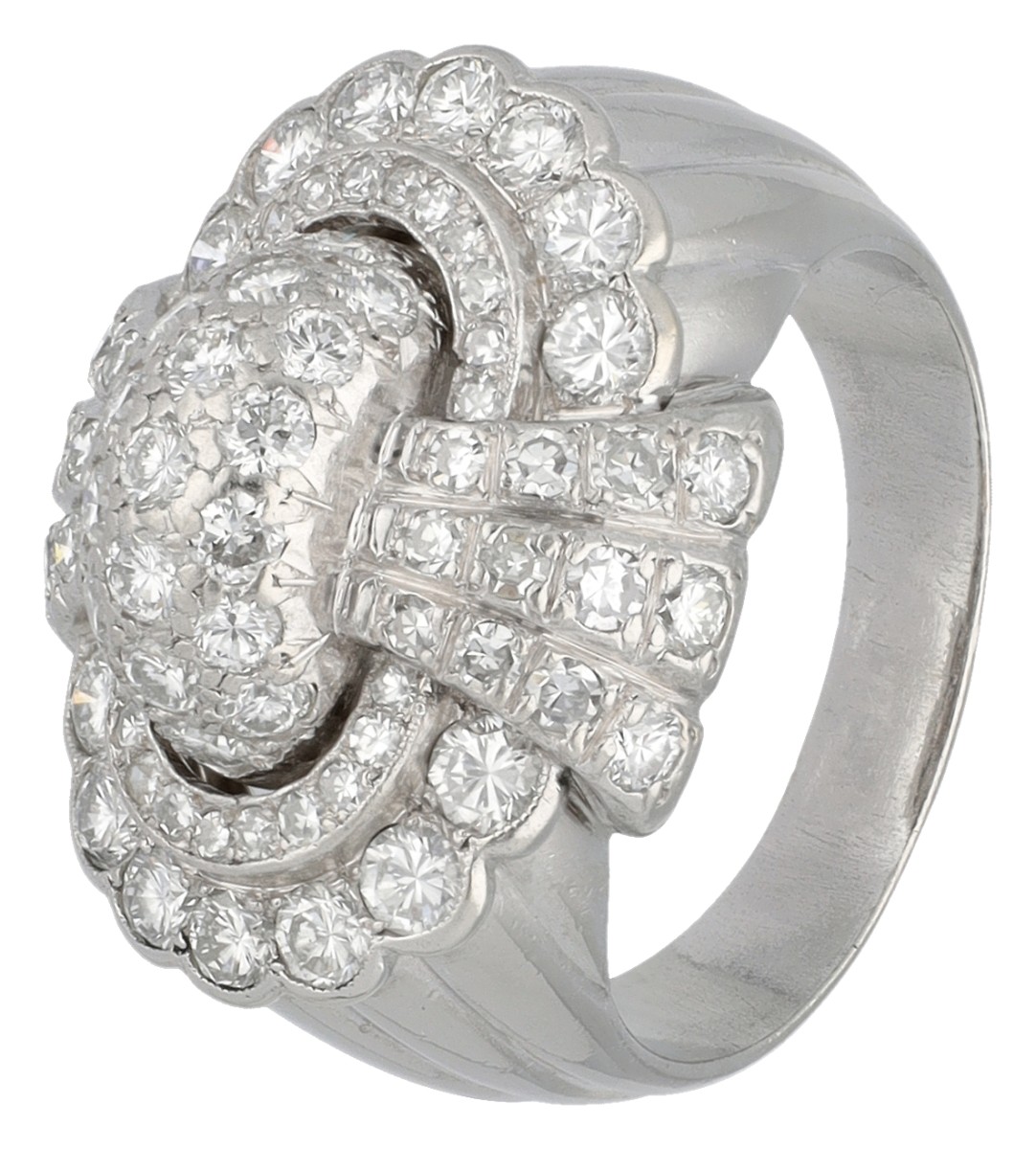 Platina ring bezet met ca. 2.43 ct. diamant.