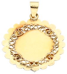 14K geelgouden Art Nouveau hanger en profil met diamant