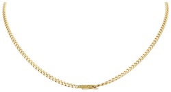 14K bicolor gouden gourmetschakel collier bezet met ca. 1.80 ct. diamant