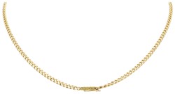 14K bicolor gouden gourmetschakel collier bezet met ca. 1.80 ct. diamant. 