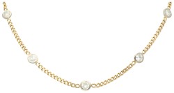 14K bicolor gouden gourmetschakel collier bezet met ca. 1.80 ct. diamant