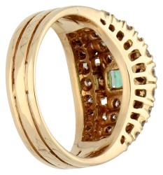 14K geelgouden ring bezet met ca. 0.61 ct. diamant en natuurlijke Colombiaanse smaragd van 0.50ct. inclusief ALGT certificaat