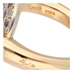 Pomellato 18K bicolor gouden 'Sabbia' ring bezet met ca. 0.10 ct. diamant en saffier. 