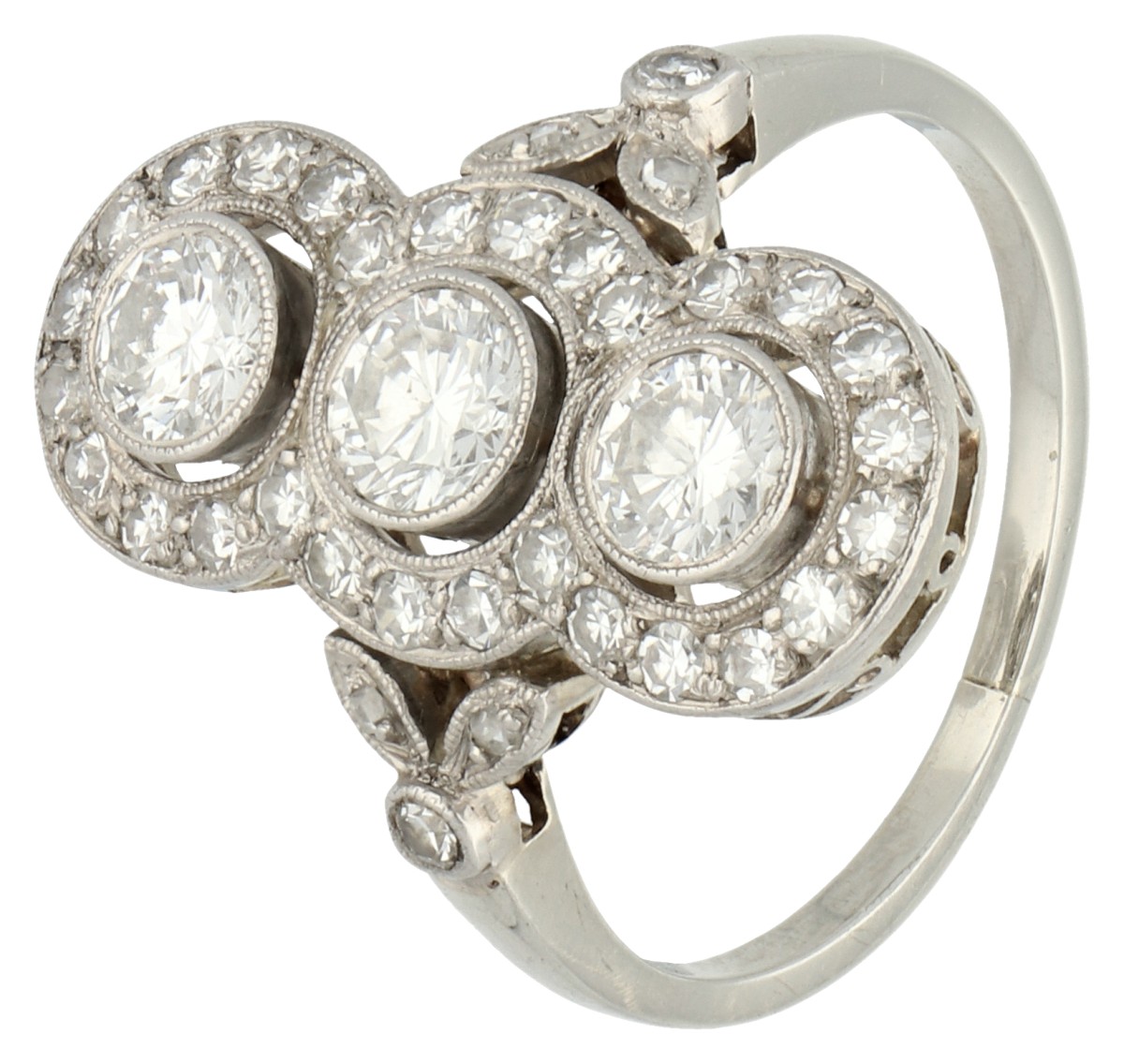 14K witgouden prinsessenring bezet met ca. 1.15 ct. diamant. 