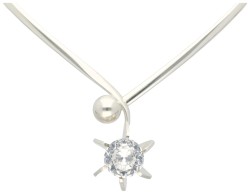 Sterling zilveren collier bezet met bergkristal door Zweedse designer Alton