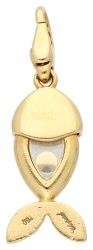 Chopard 18K geelgouden 'Happy Diamonds Fish' hanger bezet met ca. 0.04 ct. diamant en saffier