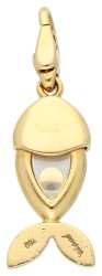 Chopard 18K geelgouden 'Happy Diamonds Fish' hanger bezet met ca. 0.04 ct. diamant en saffier. 